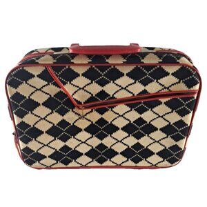 VTG Small Suitcase Carrying Case Trunk Mid Century Argyle Youth Park AMC Japan